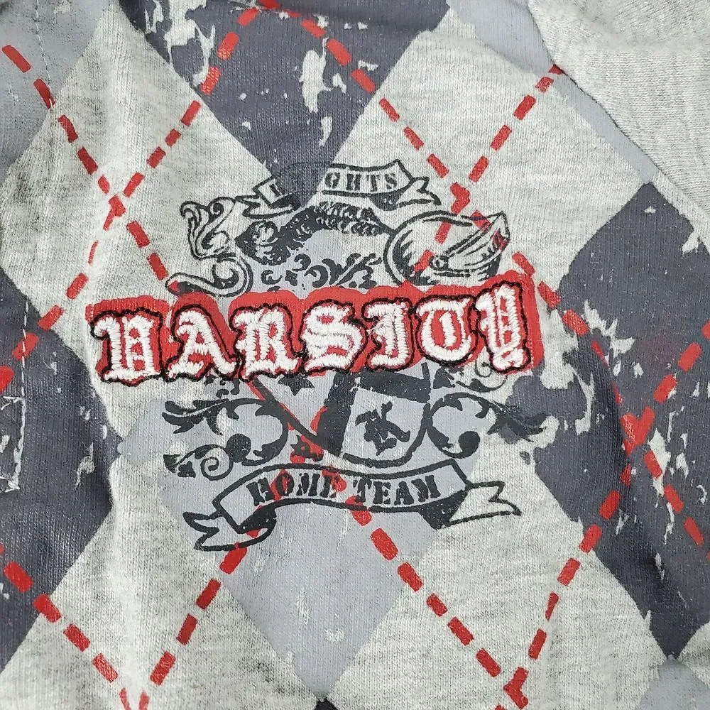 Baby Togs 6M Varsity Argyle Long‎ Sleeve Toddler Boy Shirt Gray GUC